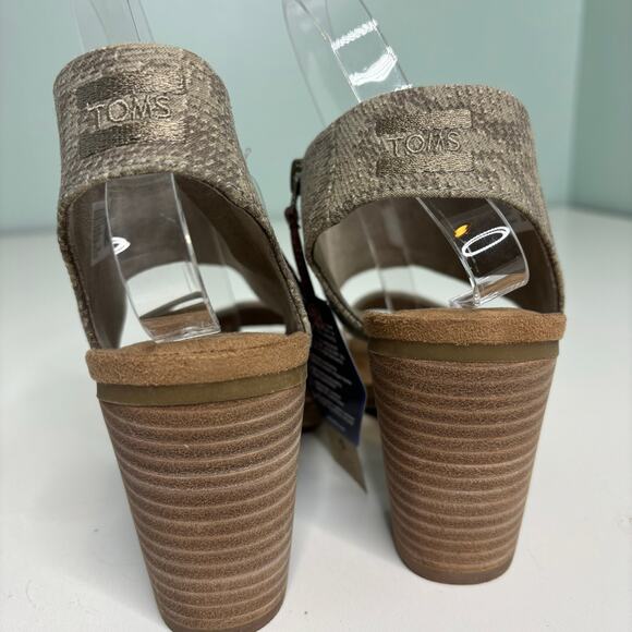Toms Majorca Cutout Cobblestone Snake Print Canvas Heeled Sandal 9.5 - Picture 4 of 10